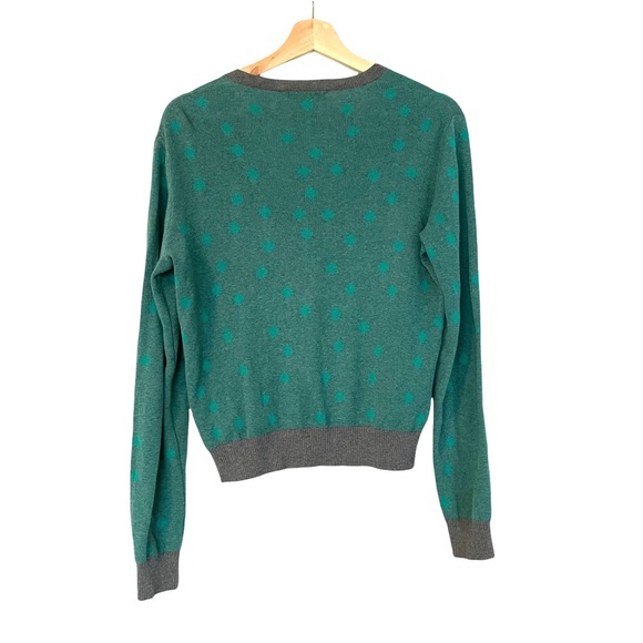 CABi Polka Dot V-neck Button Cardigan Grey Green - Picture 3 of 7